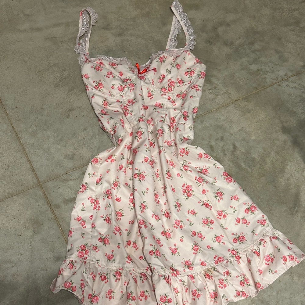 Floral Lace Trim Dress